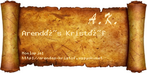 Arendás Kristóf névjegykártya